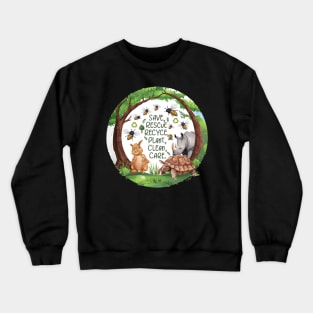 Save Bees Rescue Animals Recycle Plastic Earth Day Crewneck Sweatshirt